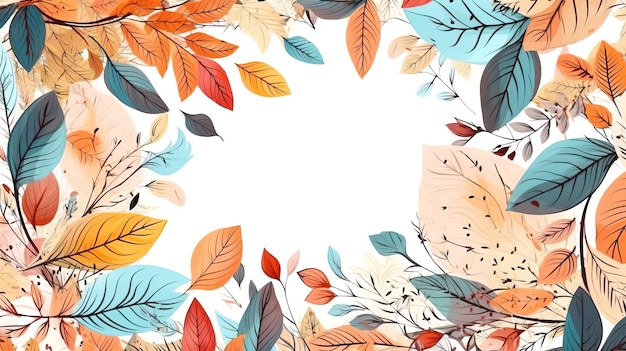Herfst grens met kleurrijke bladeren aquarel geïsoleerde illustratie op witte achtergrond