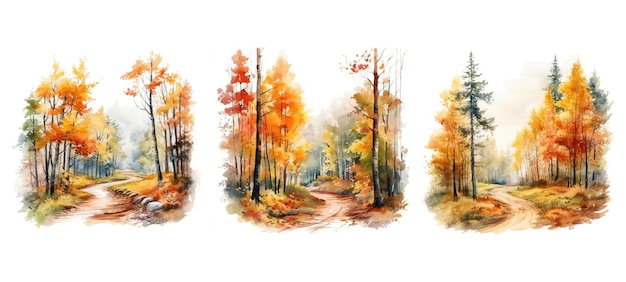 Herfst herfst bos aquarel ai gegenereerd natuur blad verf decoratieve aquarel banner herfst herfst bos aquarel illustratie