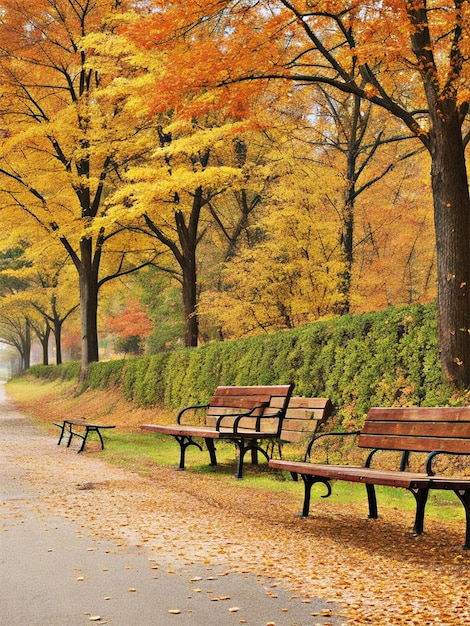 herfst herfst schone weg enkele bankjes