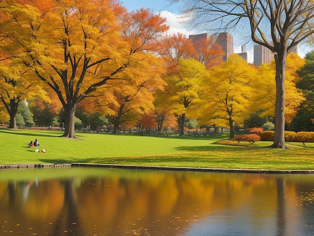 Herfst in de openbare tuin van Boston