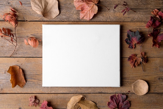 Herfst leeg canvas mockup voor artwork poster frame vakantie creativiteit lay-out canvas sjabloon top