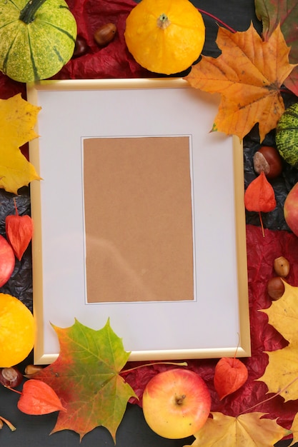 Herfst leeg fotoframe. Thanksgiving Day concept. frame voor tekst