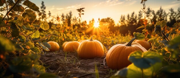 Herfst natuurlijke achtergrond met pompoenen