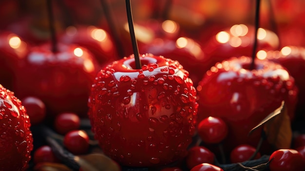 Herfst oogst cuisine dessert en rode snoep appels Generative Ai