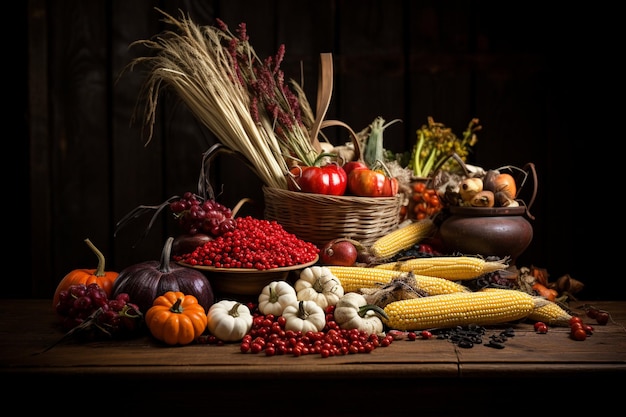 Herfst oogst op de dankzegging tafel