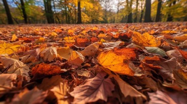 Herfst oranje bladeren achtergrond Illustratie AI generatief