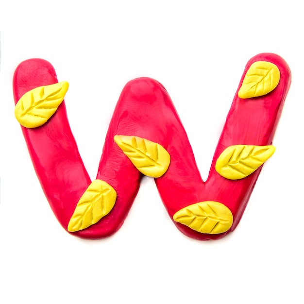 Herfst plasticine letter W van het Engelse alfabet