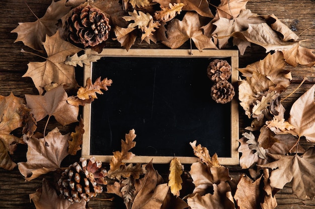 Herfst plat leggen met schoolbord