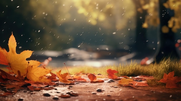 Herfst regenachtige achtergrond Illustratie AI generatief