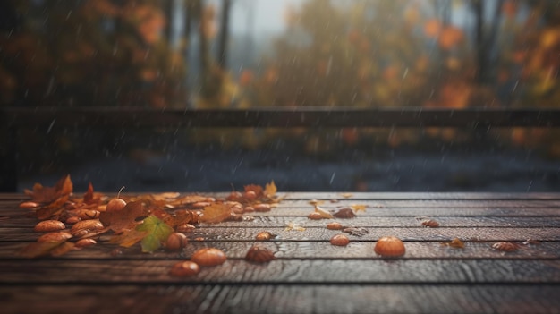 Herfst regenachtige achtergrond Illustratie AI GenerativexA