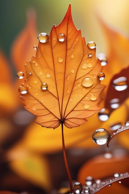 Herfst seizoen bladeren met regen herfst plant scène