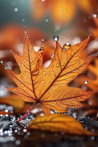 Herfst seizoen bladeren met regen herfst plant scène