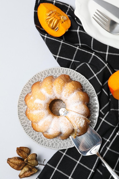 Herfst seizoen lekker eten concept pompoentaart