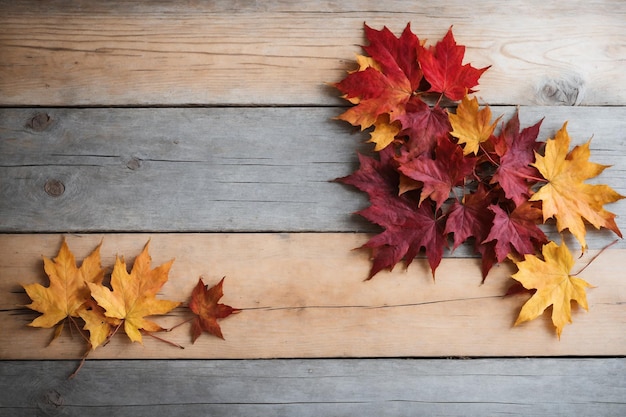 Herfst suiker esdoorn bladeren frame rustieke houten achtergrond