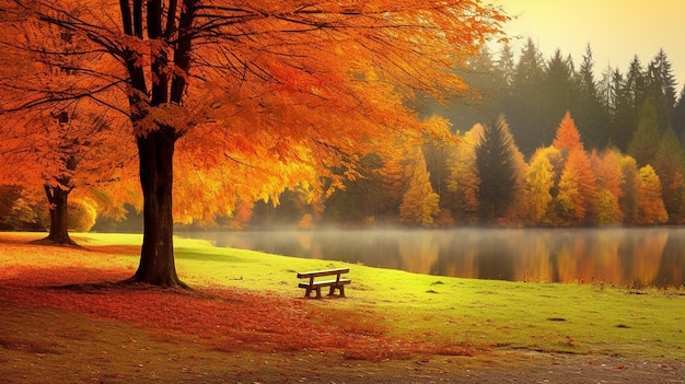 Foto herfst symfonie mooie bureaublad behang in rijke herfst