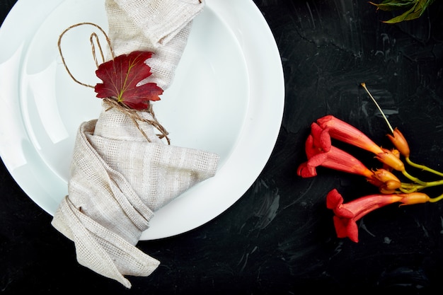 Herfst tabel instelling voor Thanksgiving Day viering