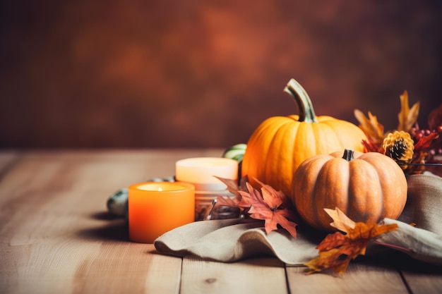 Herfst tafeldecoratie met pompoenen voor halloween en dankzegging