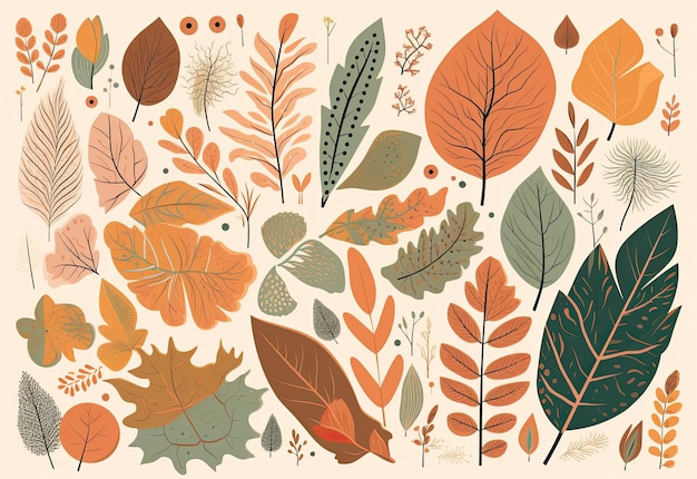 Herfst vallende kleurrijke bladeren naadloze patroon generatieve AI