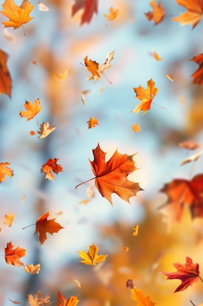 Foto herfstblad herfstlandschap geel rood blad generatieve ai