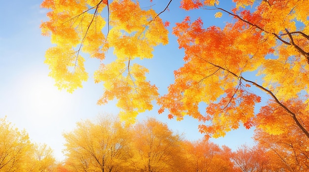 Herfstbladeren achtergrond in zonnige dag