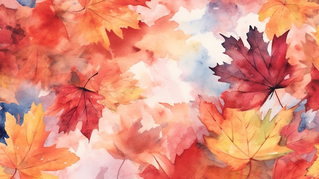 Herfstbladeren aquarel textuur