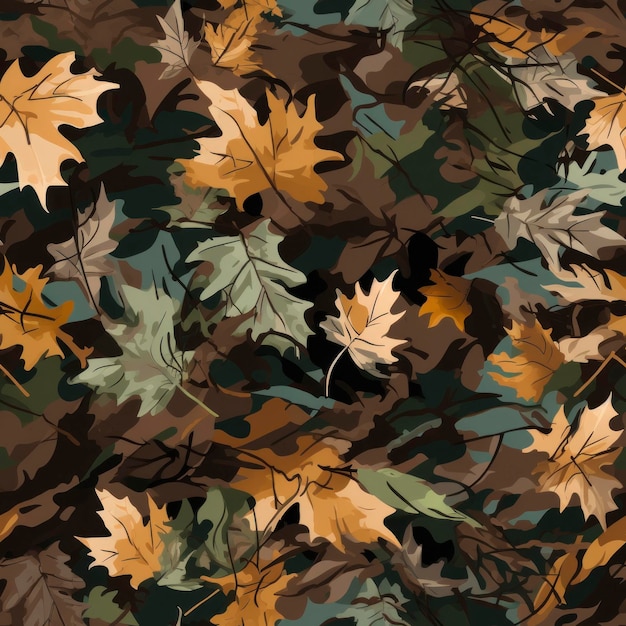 Herfstbladeren camouflagepatroon AI gegenereerd