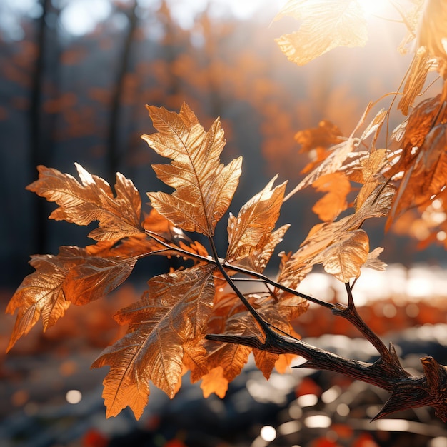 Herfstbladeren en gouden kleuren de schoonheid van de rustige natuur