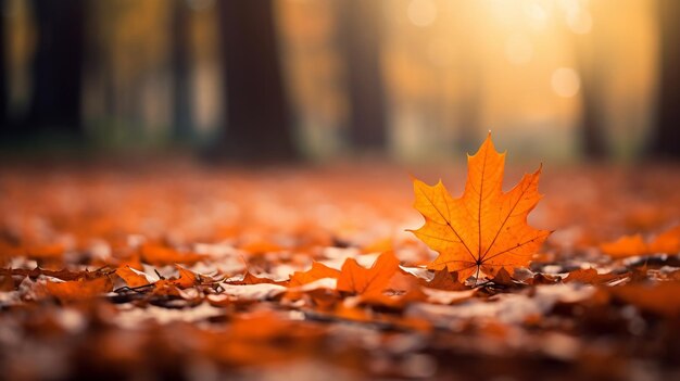 Herfstbladeren in het park, wazige bokeh achtergrond.