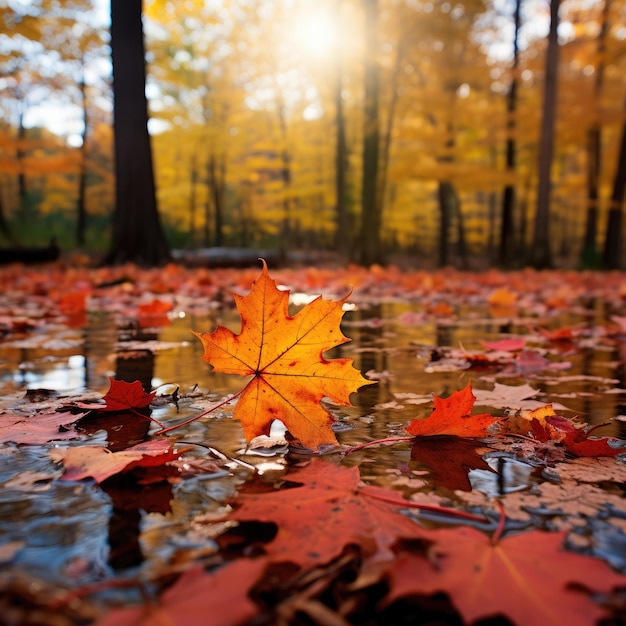 Foto herfstbladeren op de grond in een park