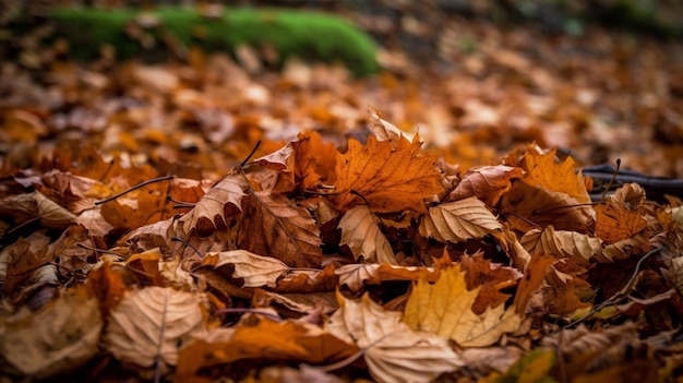 Herfstbladeren op de grond in het bos