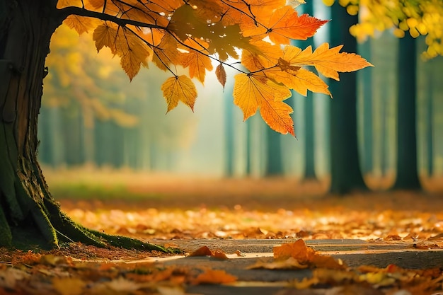 Herfstbladeren op een boomstam in het bos