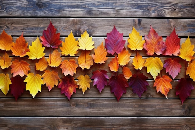 Herfstbladeren op een houten achtergrond