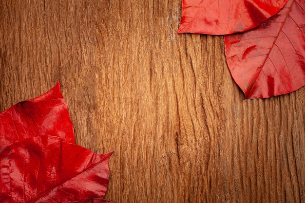herfstbladeren op vintage oude houten achtergrond