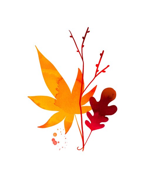 Herfstbladeren samenstelling, geschilderd herfstgebladerte ontwerpelement voor herfstbanners en posters.
