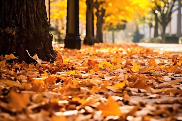 Herfstbladeren vallen professionele fotografie AI gegenereerd