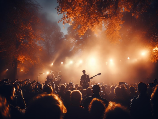 Herfstconcert sfeer met podiumlichten en publiek Generatieve AI