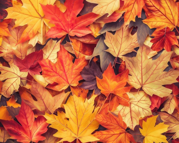 Herfstesdoorn verlaat een volledig frame met veel kleurrijke bladeren
