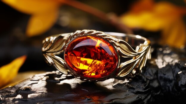 Herfstgeïnspireerde ring met gouden oranje edelsteen