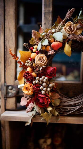 Herfstkransdecoratie herfstvakantieseizoen in de Engelse plattelandsstijl botanische herfstdecorinspiratie