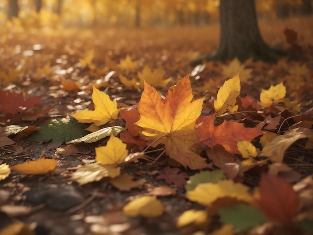 Herfstseizoen doorbladert plantenscène generatieve ai