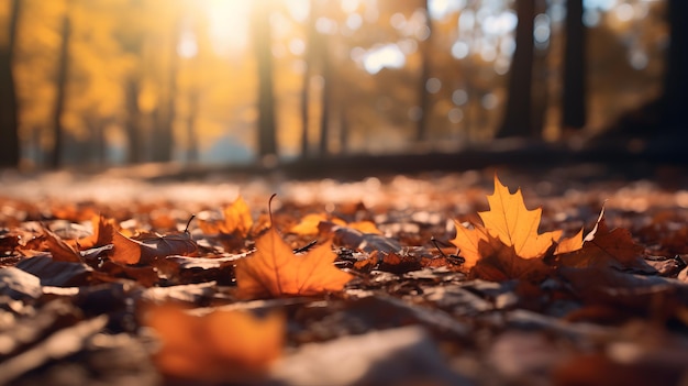 Foto herfsttapijt gevallen bladeren op de grond