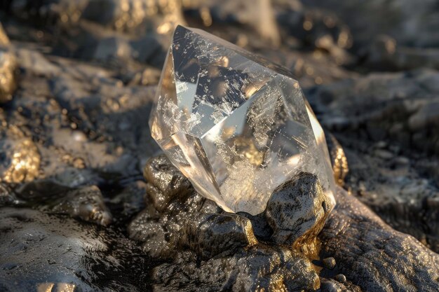 Foto herkimer diamant genesteld in het gesteente