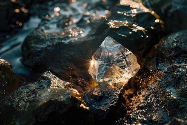 herkimer diamond nestled in bedrock