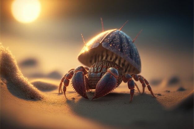 Hermit crab on a beach