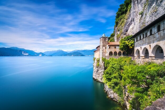 Hermitage or Eremo of Santa Caterina del Sasso monastery Maggiore lake Lombardy Italy