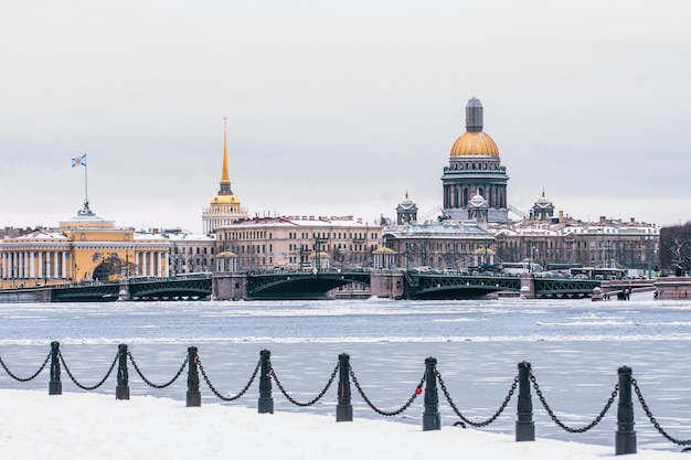 Hermitage, St. Isaac's Cathedral, the Admiralty Saint Petersburg in the winter.