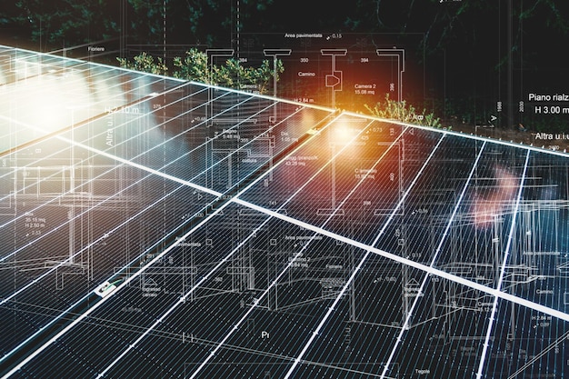 Hernieuwbaar energiesysteem met zonnepaneel op het dak