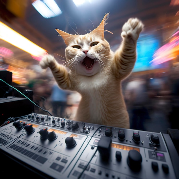 Hero cat dj makes the crowd go crazy