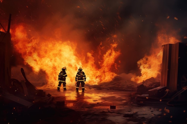 Герои в действии Пожарные борются с бушующим огнем