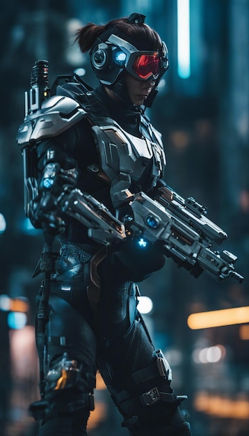 A Heroic Cyberpunk With Futuristic Armor